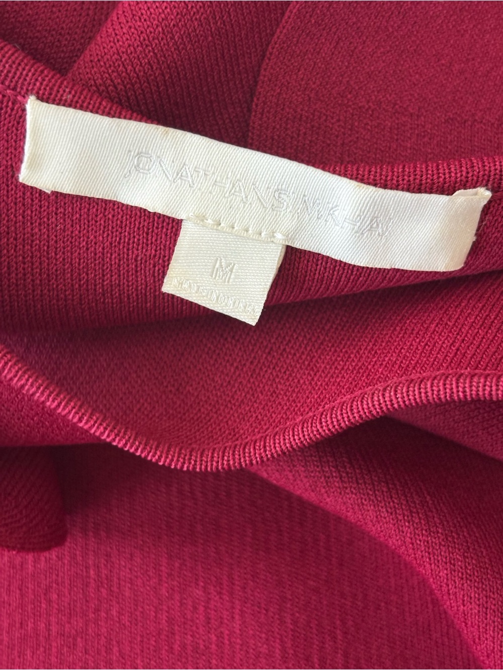Jonathan Simkhai Burgundy Hanging Ruffle Open Shoulder Knit Top Medium - Picture 5 of 6